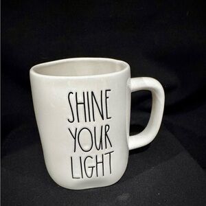 Rae Dunn White Mug with 'Shine Your Light' Text